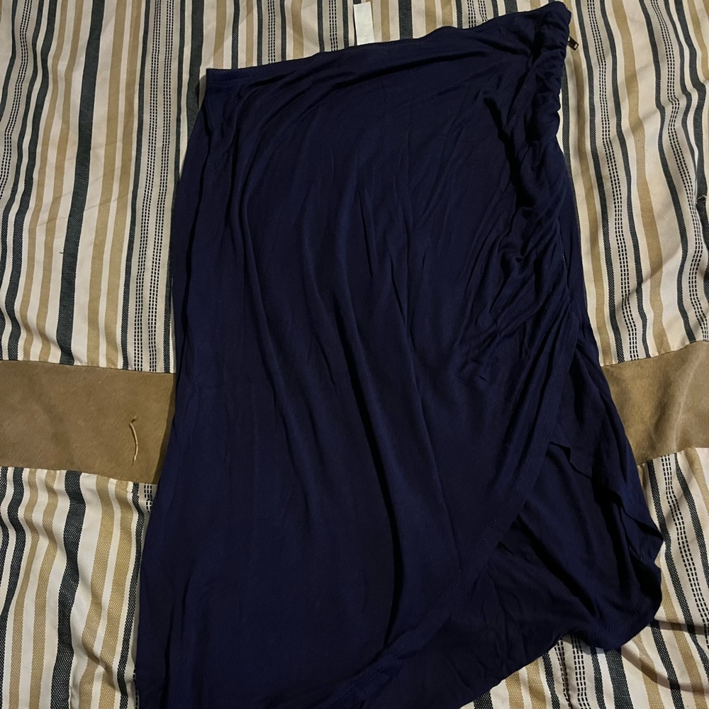 Navy Blue High Low Skirt